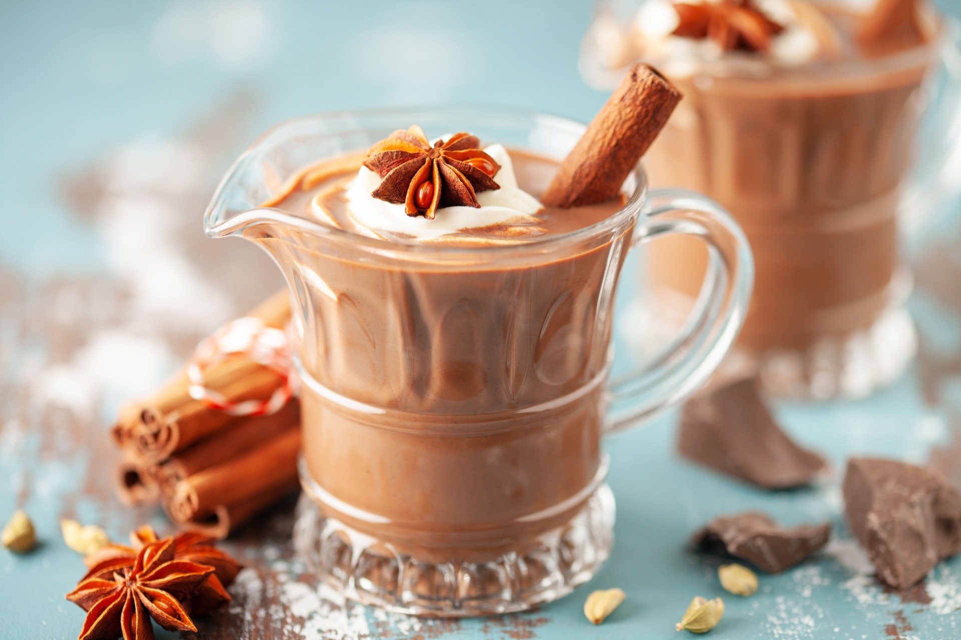 Lumumba cocktail or Tote Tante. Alcohol christmas drink with cocoa, rum and cream.