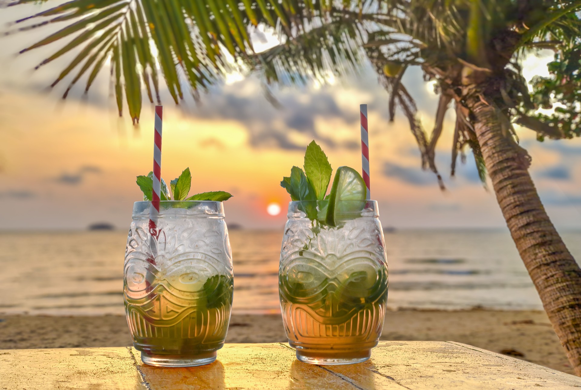 Two drinks in a beach bar