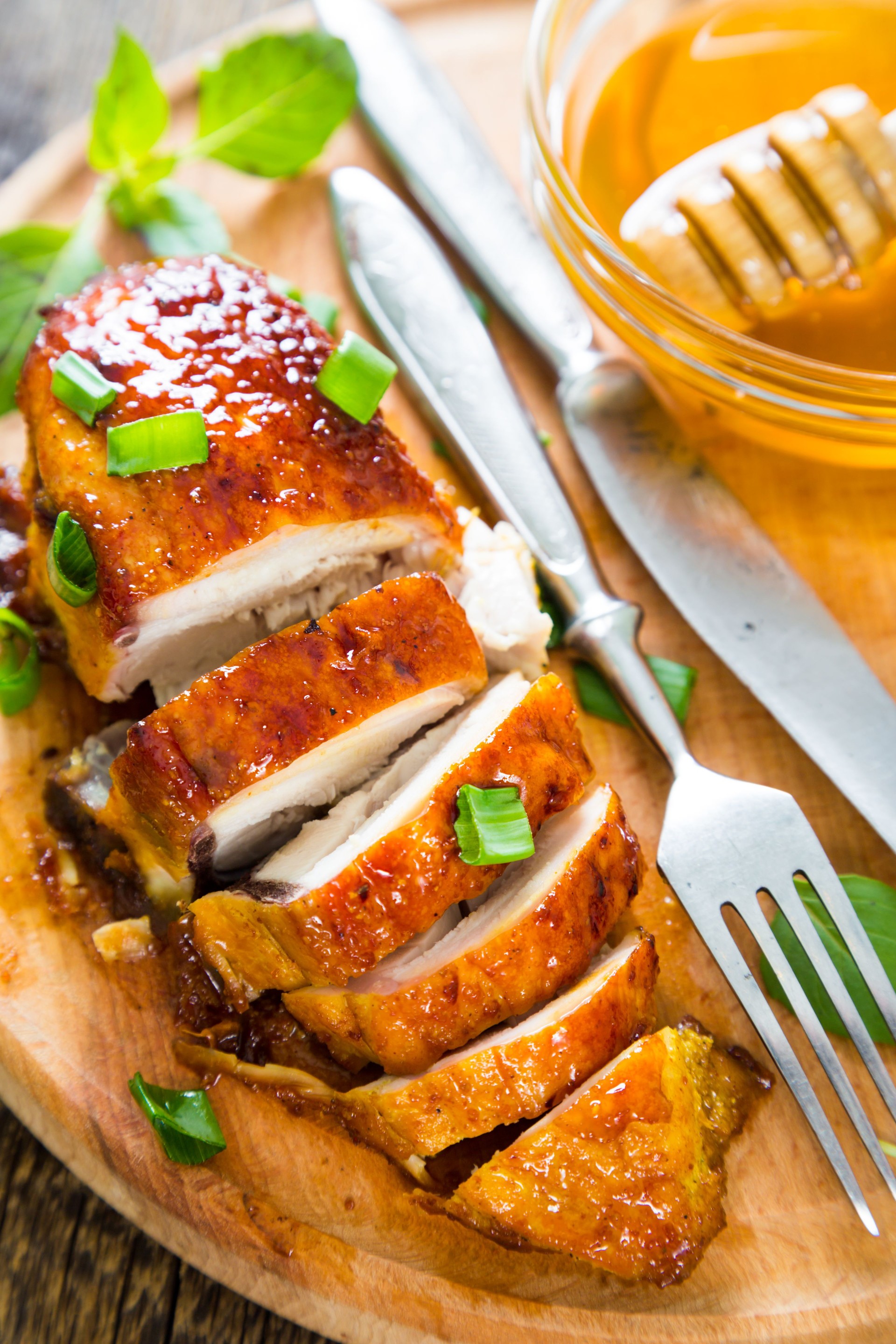 Grilled chicken breast in a honey glaze